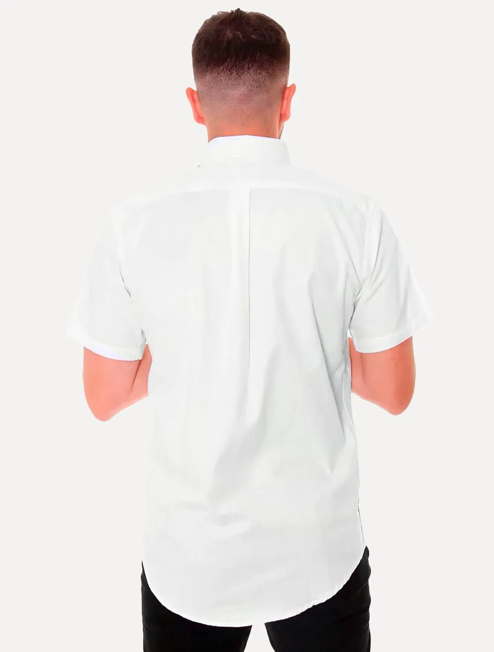 Camisa Ralph Lauren Masculina Manga Curta Custom Fit Oxford Branca