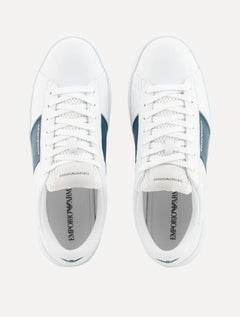 Tênis Empório Armani Masculino Recorte Blue Lateral Branco