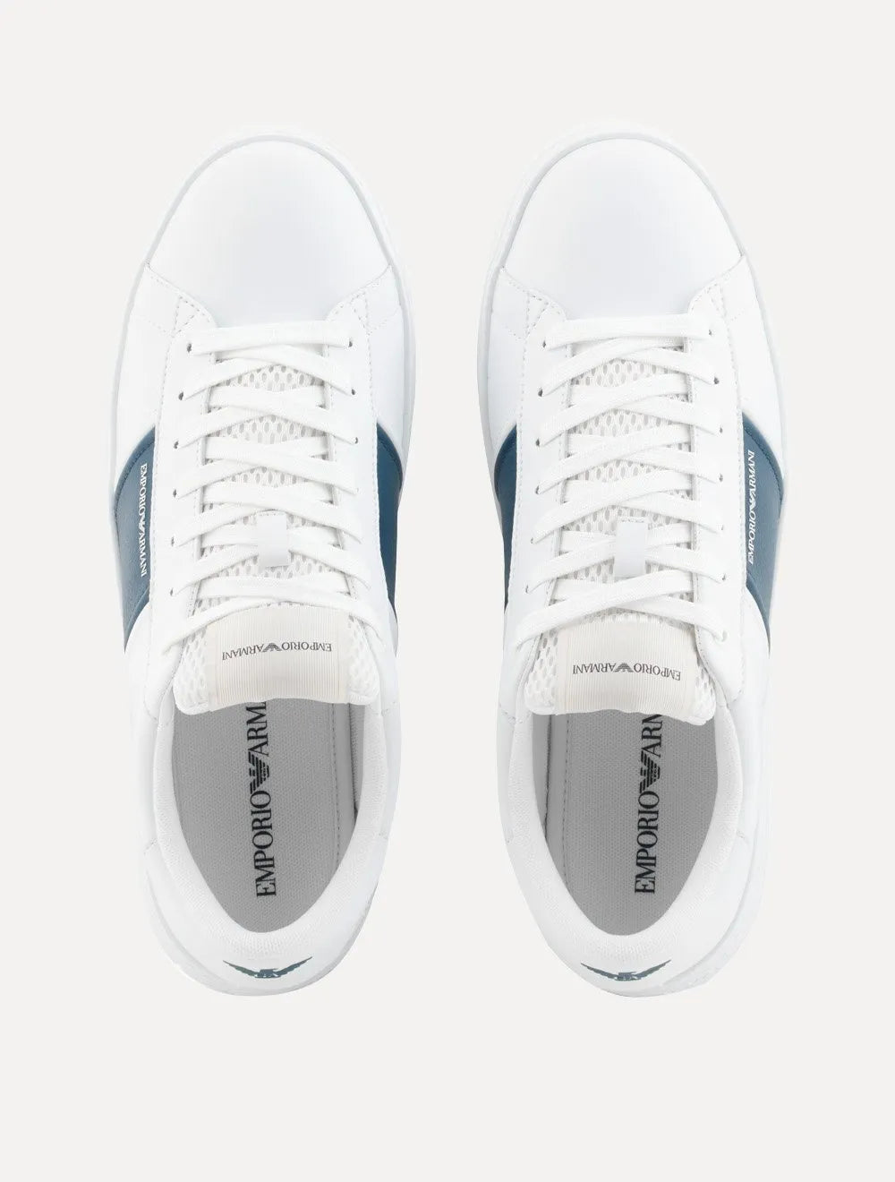 Tênis Empório Armani Masculino Recorte Blue Lateral Branco