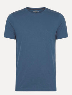 Camiseta Individual Masculina Comfort Pima Soft Touch Logo Azul Médio