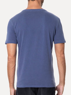 Camiseta Ellus Masculina Cotton Washed Origin. Script Azul Escuro