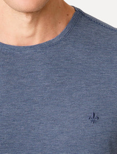 Kit Camisetas Dudalina Malha Azul Escuro Listrado e Branco