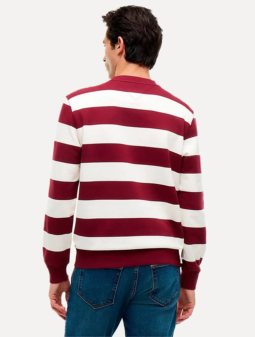 Moletom Tommy Hilfiger Masculino Crewneck Essential Terry Cáqui Claro/Bordô