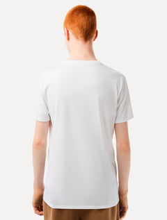 Camiseta Lacoste Masculina Jersey Pima Cotton Gola V Branca