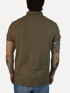Polo Aramis Masculina Cotton Piquet Basic Mnon Logo Marrom Claro