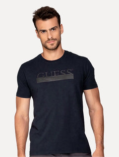 Camiseta Guess Masculina Rubber Logo Sash Azul Marinho