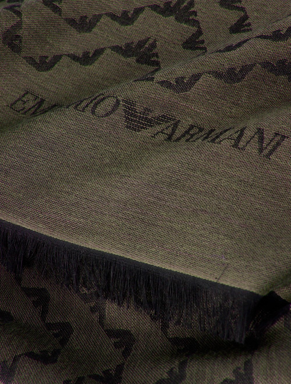 Cachecol Emporio Armani Jacquard Logo Castanho Escuro
