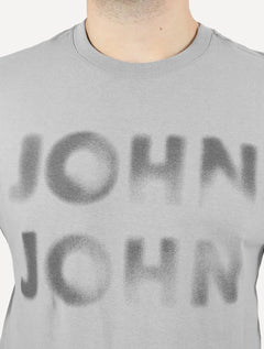 Camiseta John John Masculina Logo Blur Cinza Médio
