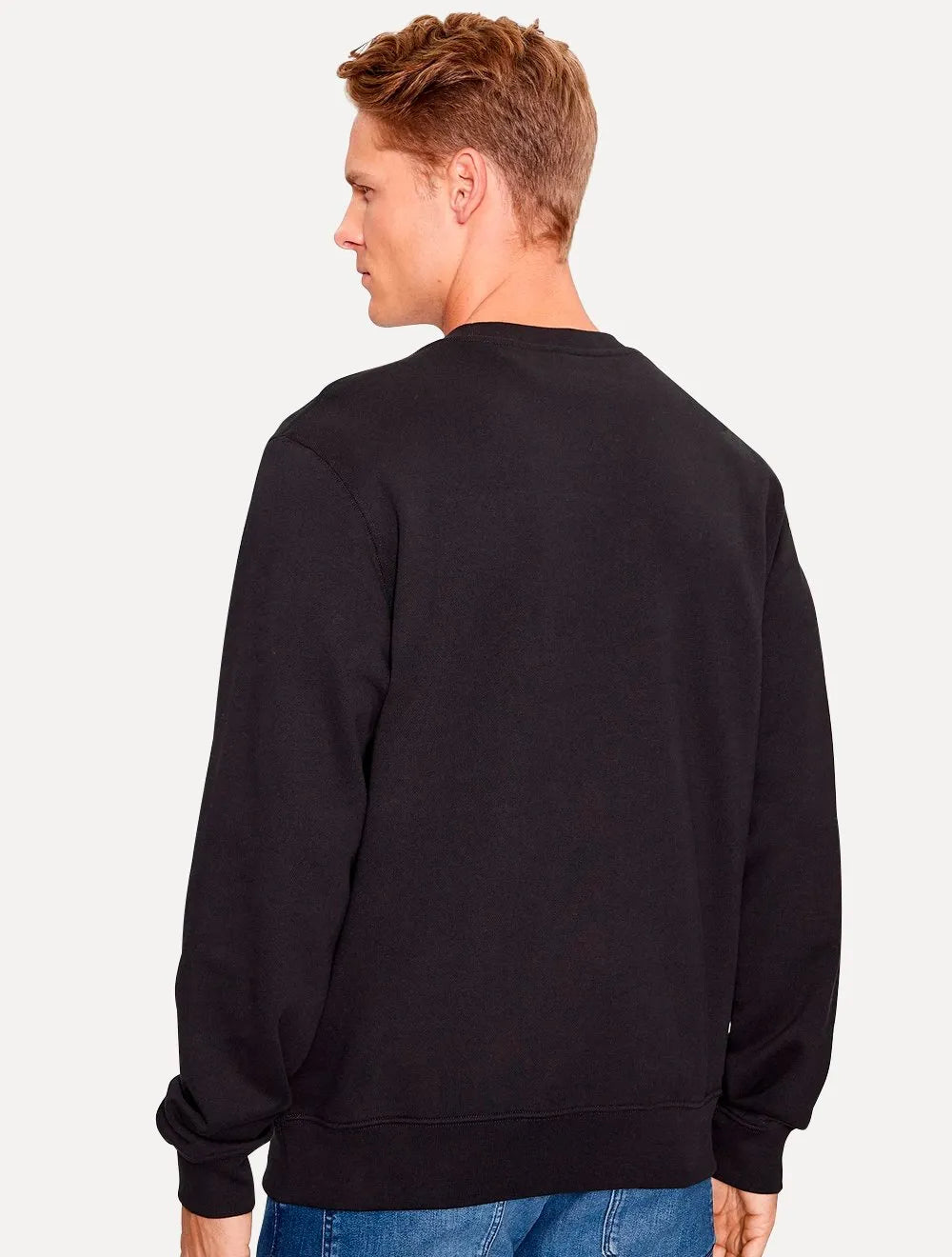 Moletom Lacoste Masculino Crewneck Classic Fit Cotton Fleece Logo Preto