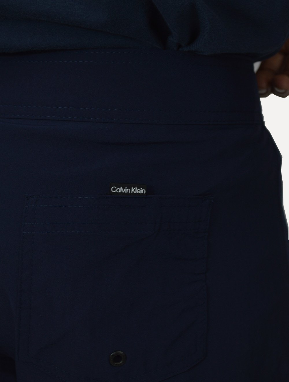Bermuda Calvin Klein Swimwear Masculina D'Água Silk Logo Micro Azul Marinho