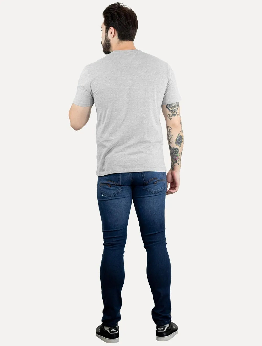 Camiseta Tommy Jeans Masculina Regular Med Flag Badge Cinza Mescla