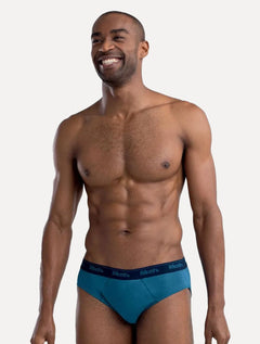 Cueca Mash Slip Cotton Basic Azul Médio/ Marinho/ Índigo Pack 3UN