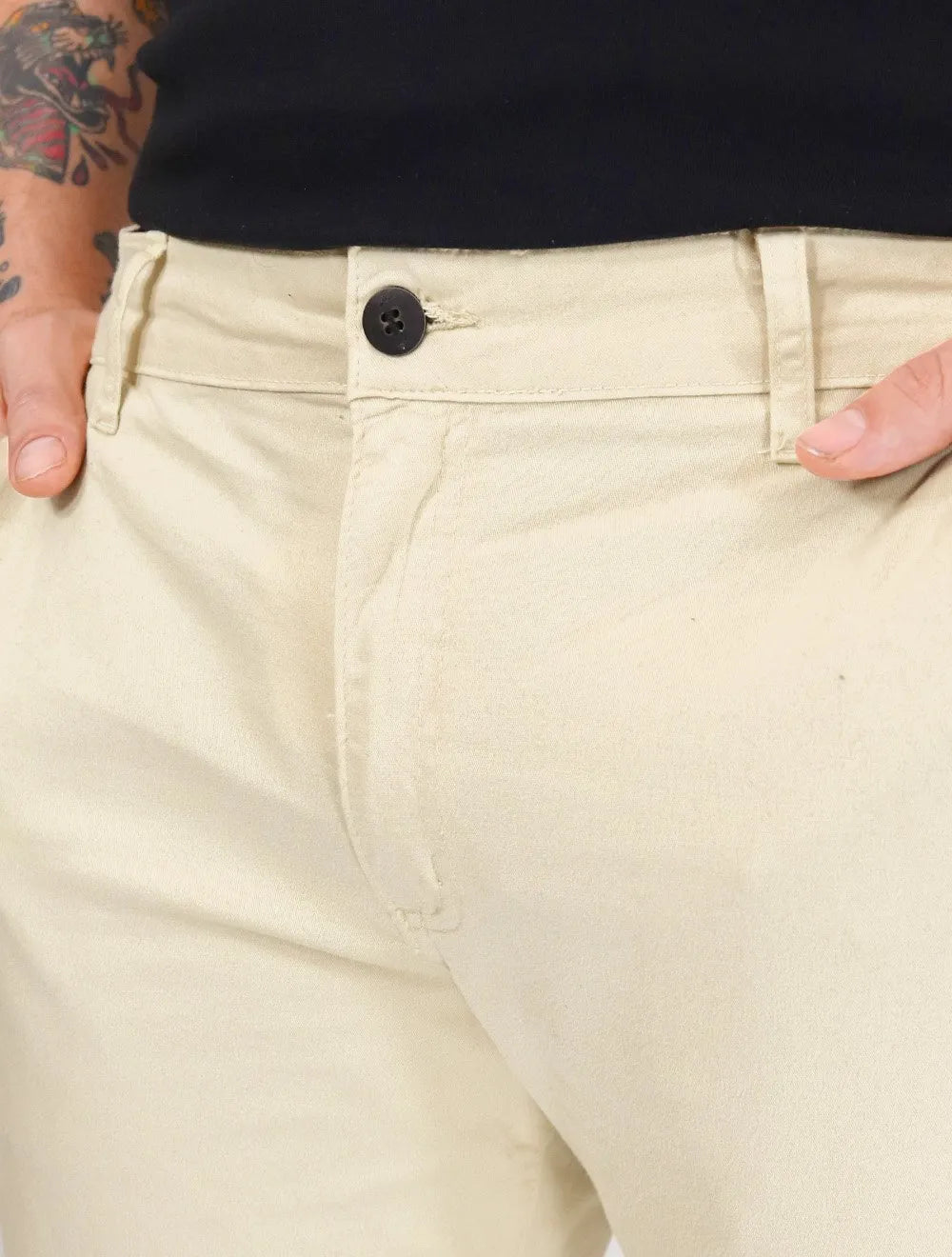 Calça Aramis Masculina Chino Slim Maquinetada Areia
