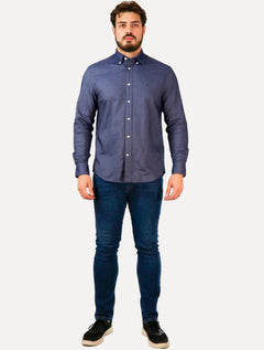 Camisa Tommy Hilfiger Masculina Regular Core Oxford Marinho Mescla