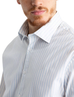 Camisa Ellus Masculina Regular Tricoline Skylight Classic Listrada Branca