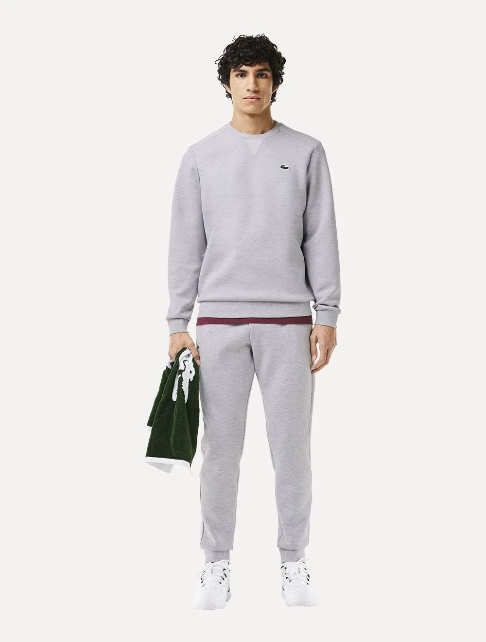 Moletom Lacoste Masculino Crewneck Sport Mesh Panels Cinza Mescla