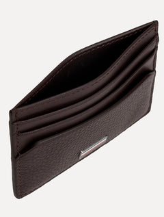 Carteira Tommy Hilfiger Porta Cartão Couro Logo Centarl CC Holder Marrom