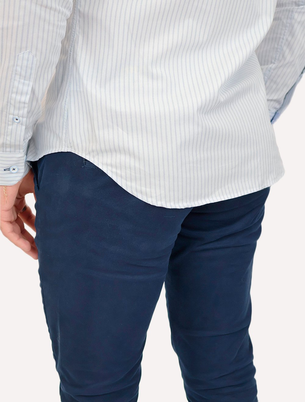 Camisa Dudalina Masculina Milano Fit Easy Icon Listras Azul Claro