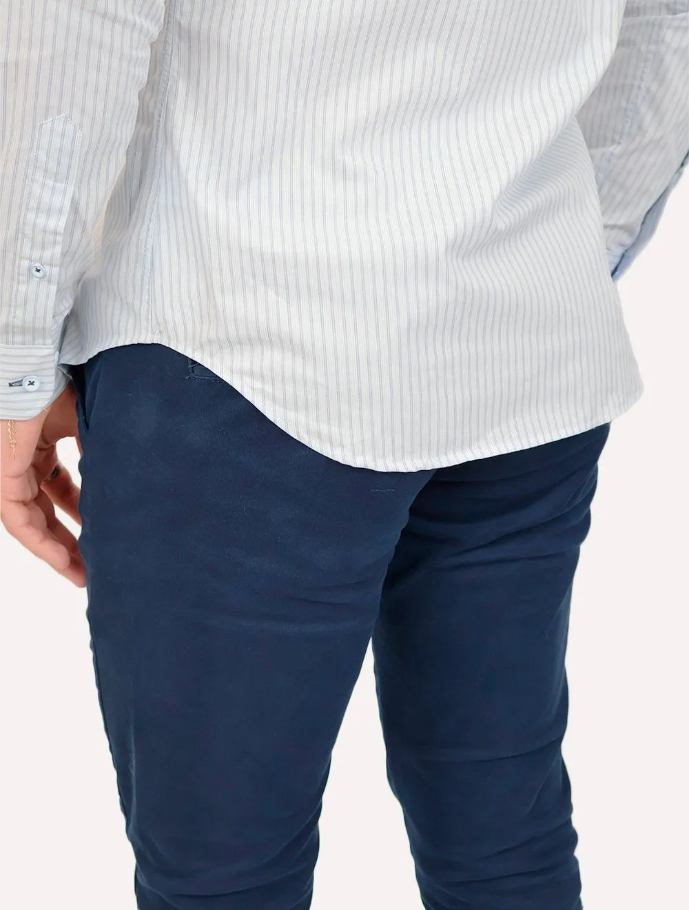 Camisa Dudalina Masculina Milano Fit Easy Icon Listras Azul Claro