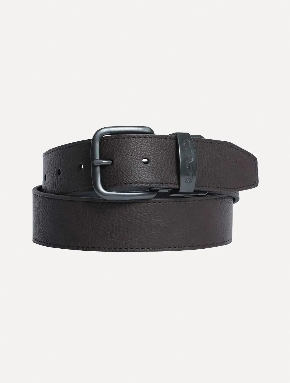 Cinto Levis Masculino Couro Reversible Metal Preto/Marrom Cafe