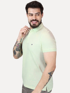 Polo Tommy Hilfiger Masculina Slim Piquet 1985 Opal Verde Claro
