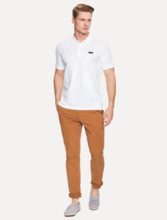 Polo Calvin Klein Masculina Piquet Slim Stretch Button Branca