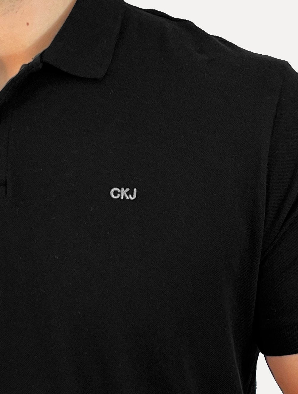 Polo Calvin Klein Masculina Piquet Regular CKJ Bordado Preta