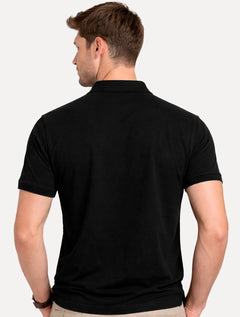 Polo John John Masculina Silm Fit New Simple Light Button Preta