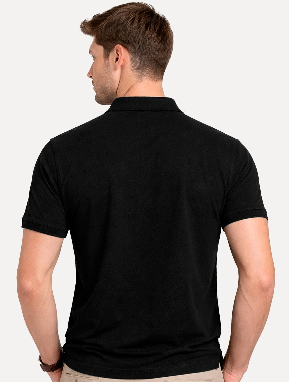 Polo John John Masculina Silm Fit New Simple Light Button Preta 