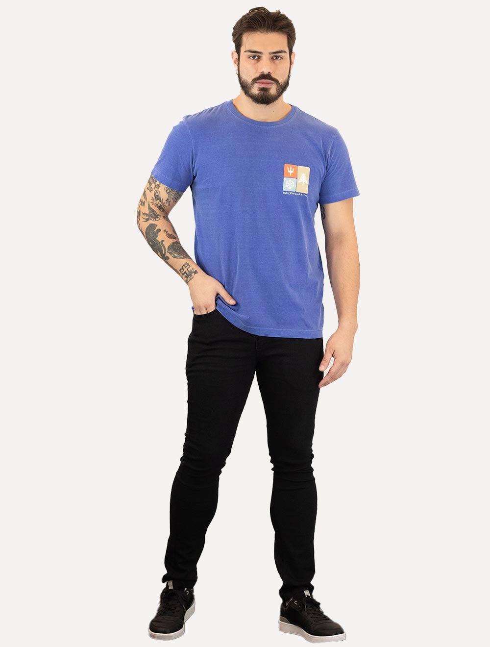 Camiseta Osklen Masculina Slim Stone Snow Icons Azul Royal
