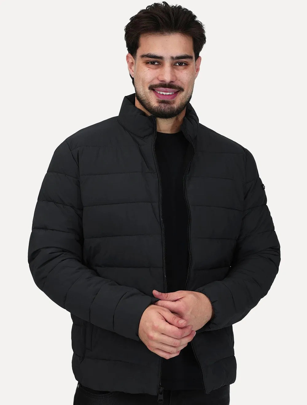 Jaqueta Calvin Klein Masculina Matelassê Full-Zip Cinza Chumbo
