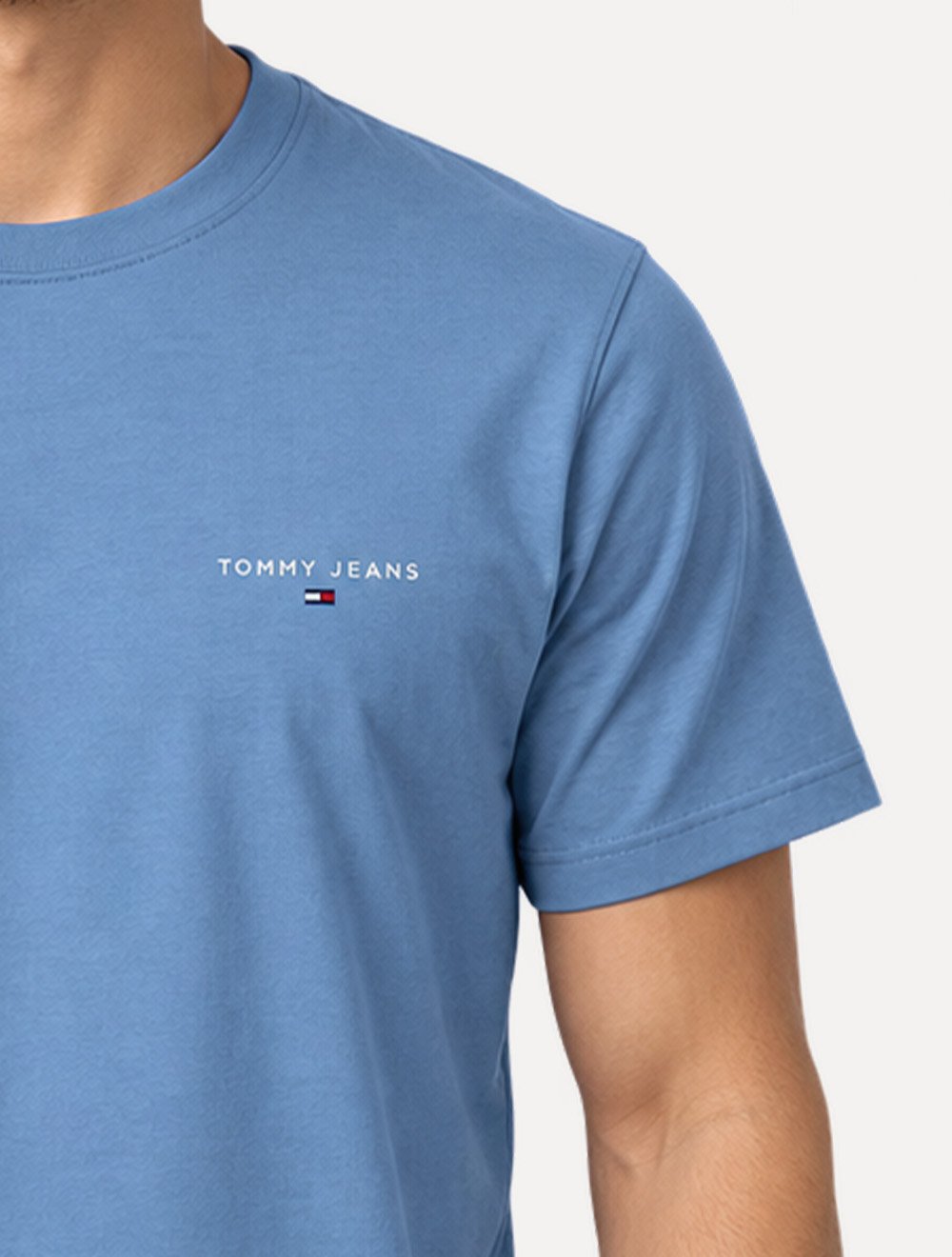 Camiseta Tommy Jeans Masculina Slim Linear Chest Azul