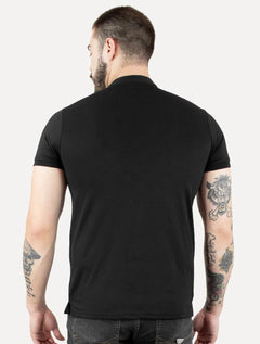 Polo Dixen Masculina Piquet Gola Padre Lisa Preta