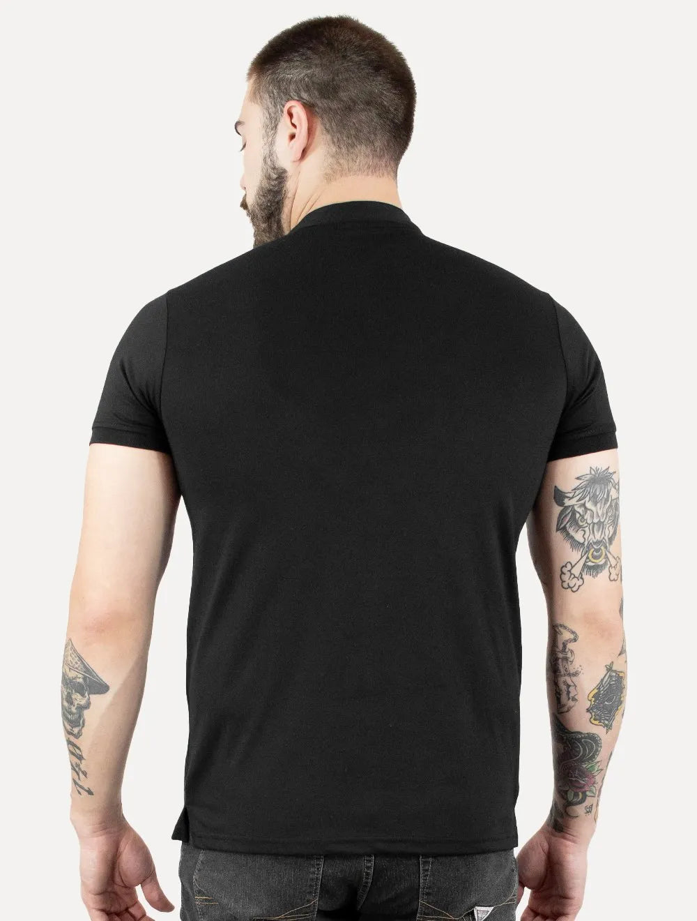 Polo Dixen Masculina Piquet Gola Padre Lisa Preta