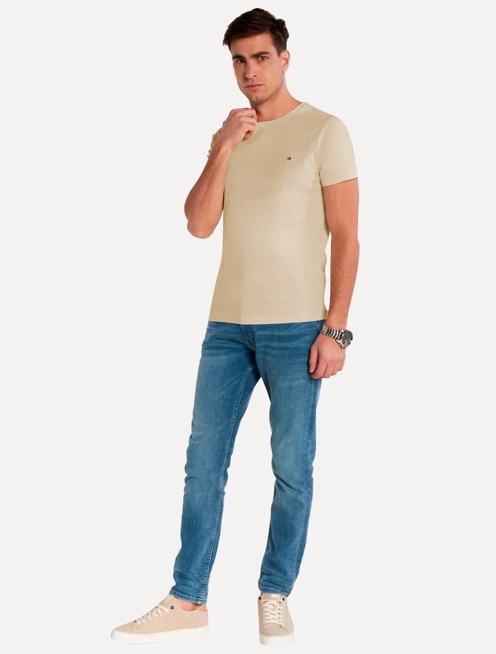 Camiseta Tommy Hilfiger Masculina Essential Cotton Cáqui Claro