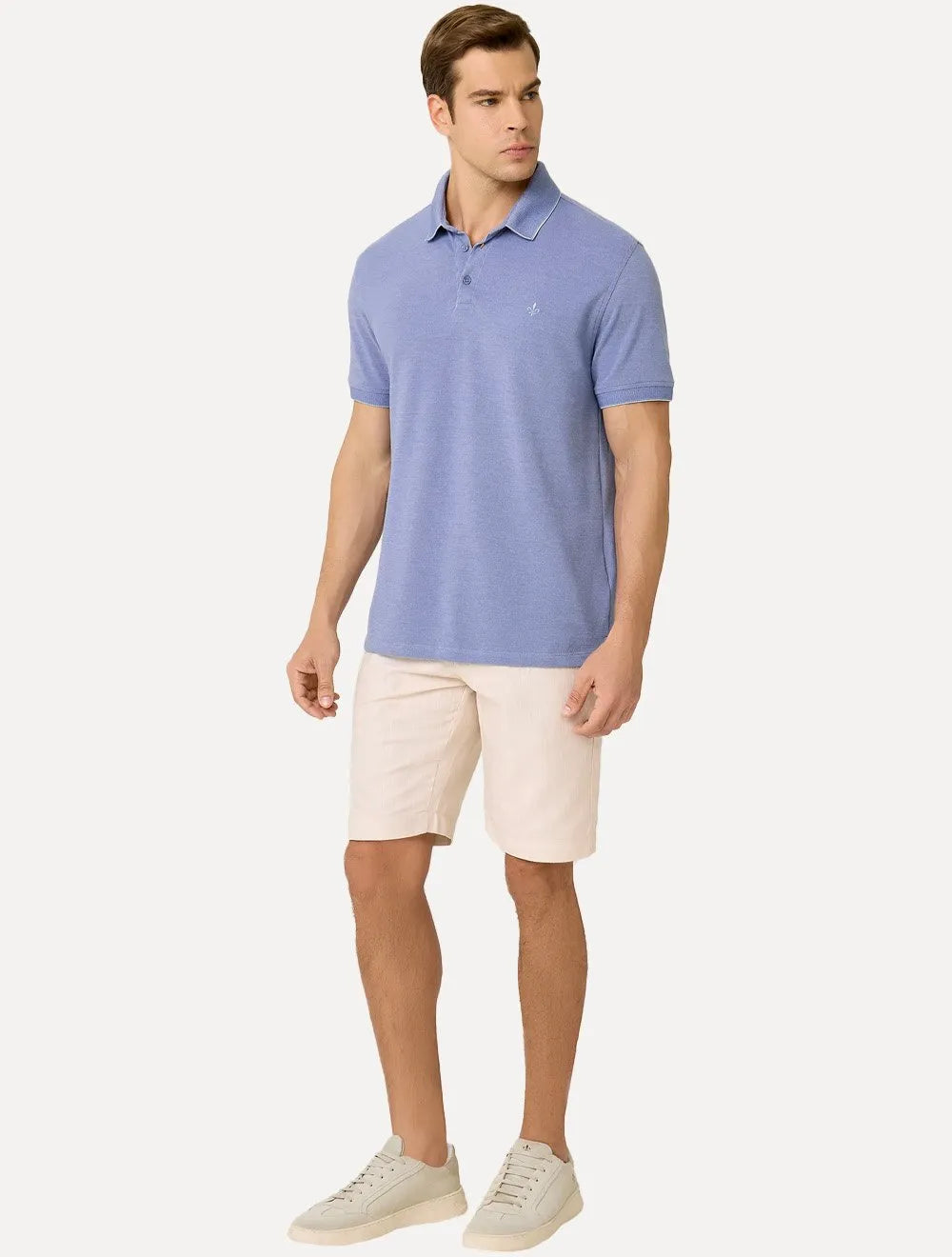 Bermuda Dudalina Masculina Slim Fit Textura Cáqui Claro