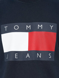 Moletom Tommy Jeans Masculino Big Flag Crewneck Azul Marinho