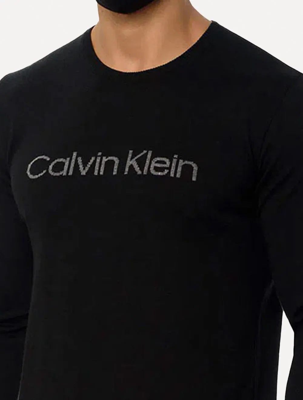 Suéter Calvin Klein Masculina Tricot Front Logo Preto