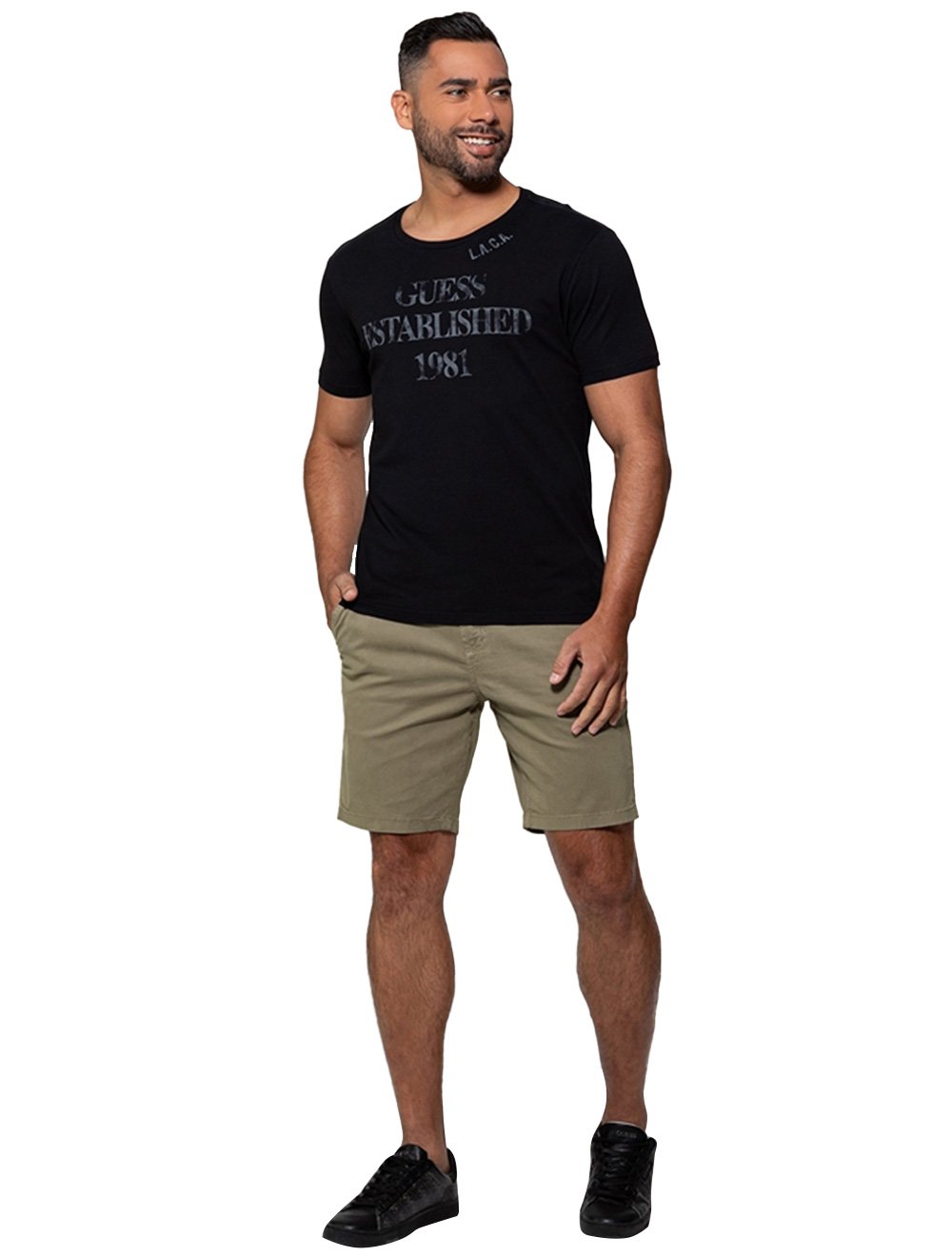 Bermuda Guess Masculina Chino Stretch Cáqui