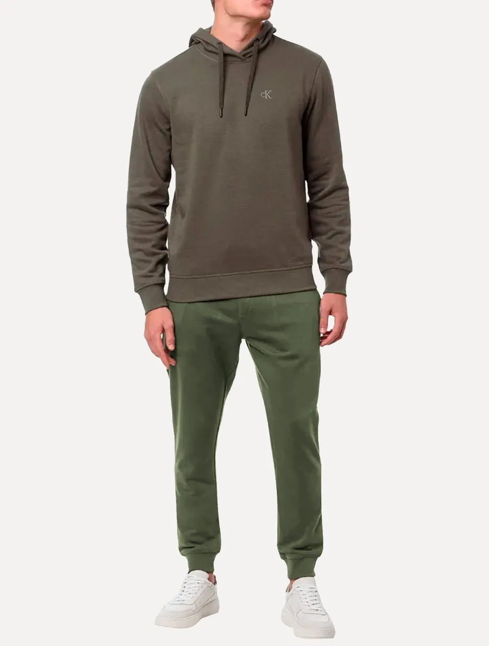 Calça Calvin Klein Jeans Masculina Moletom CK Bordado Verde Militar