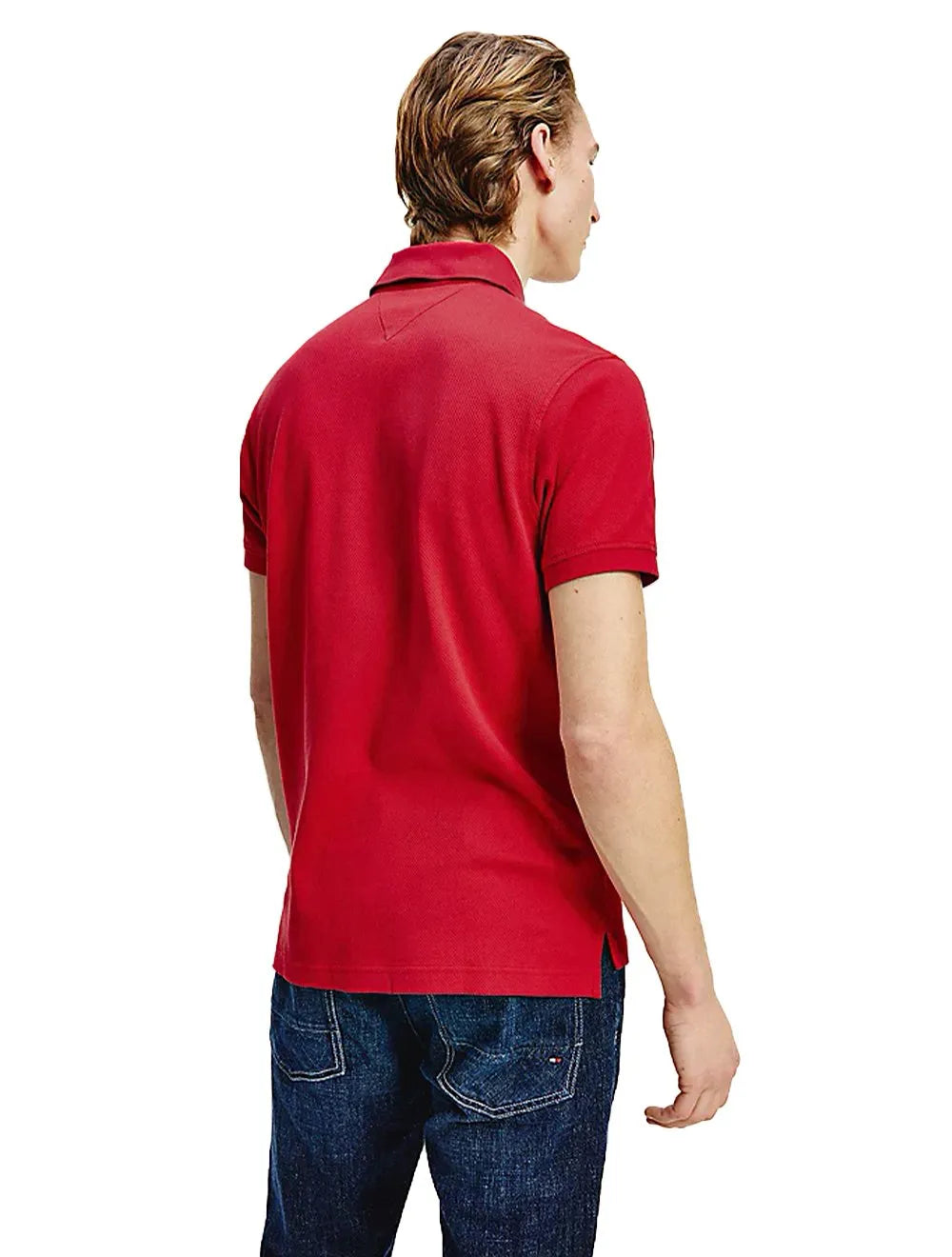 Polo Tommy Jeans Masculina Regular Original Fine Piquet Vermelha