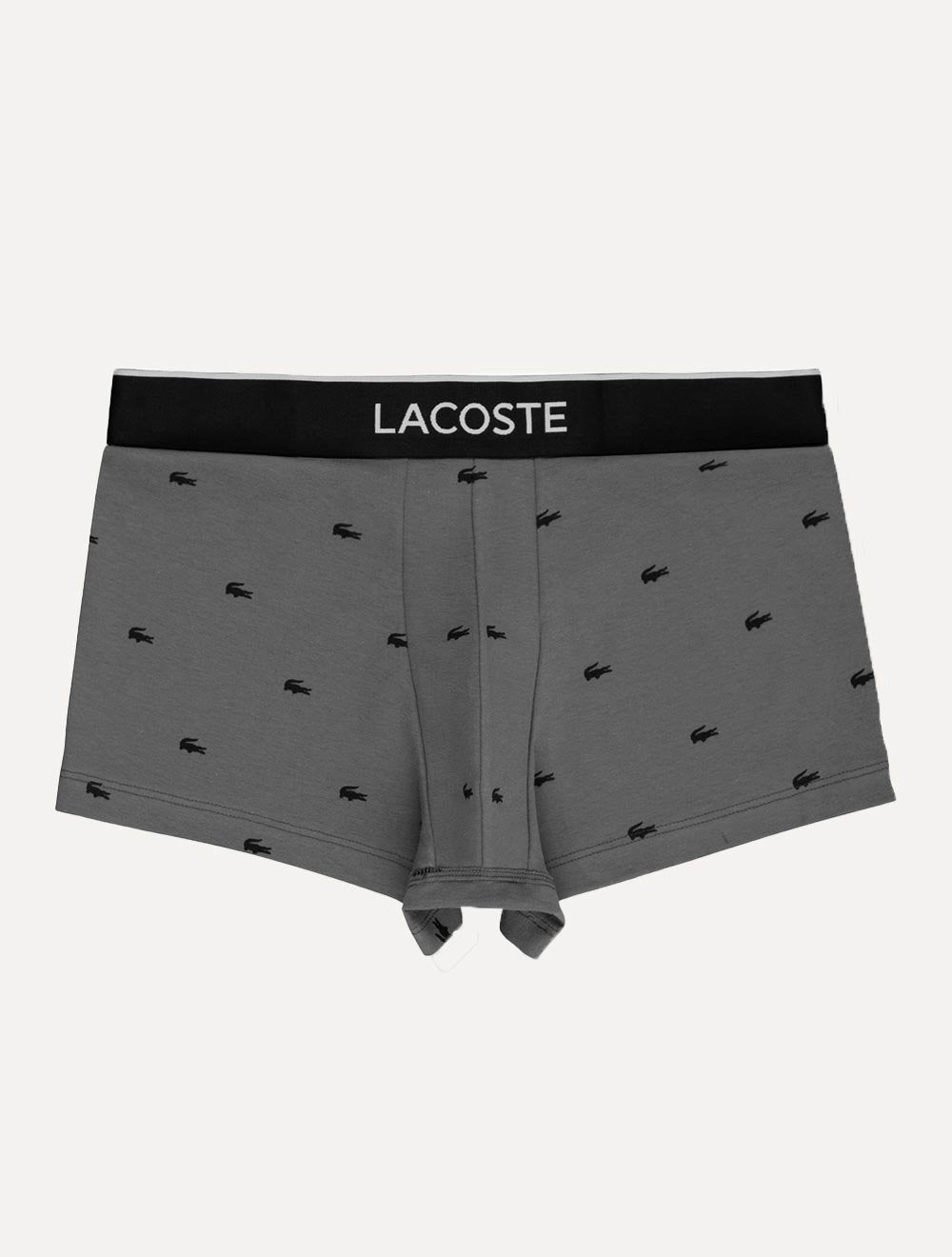 Cuecas Lacoste Trunk Casual Stretch Signature Preta/Chumbo/Branca Pack 3UN