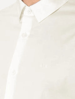 Camisa Armani Exchange Masculina Cotton Slim Fit Mono Logo Off-White