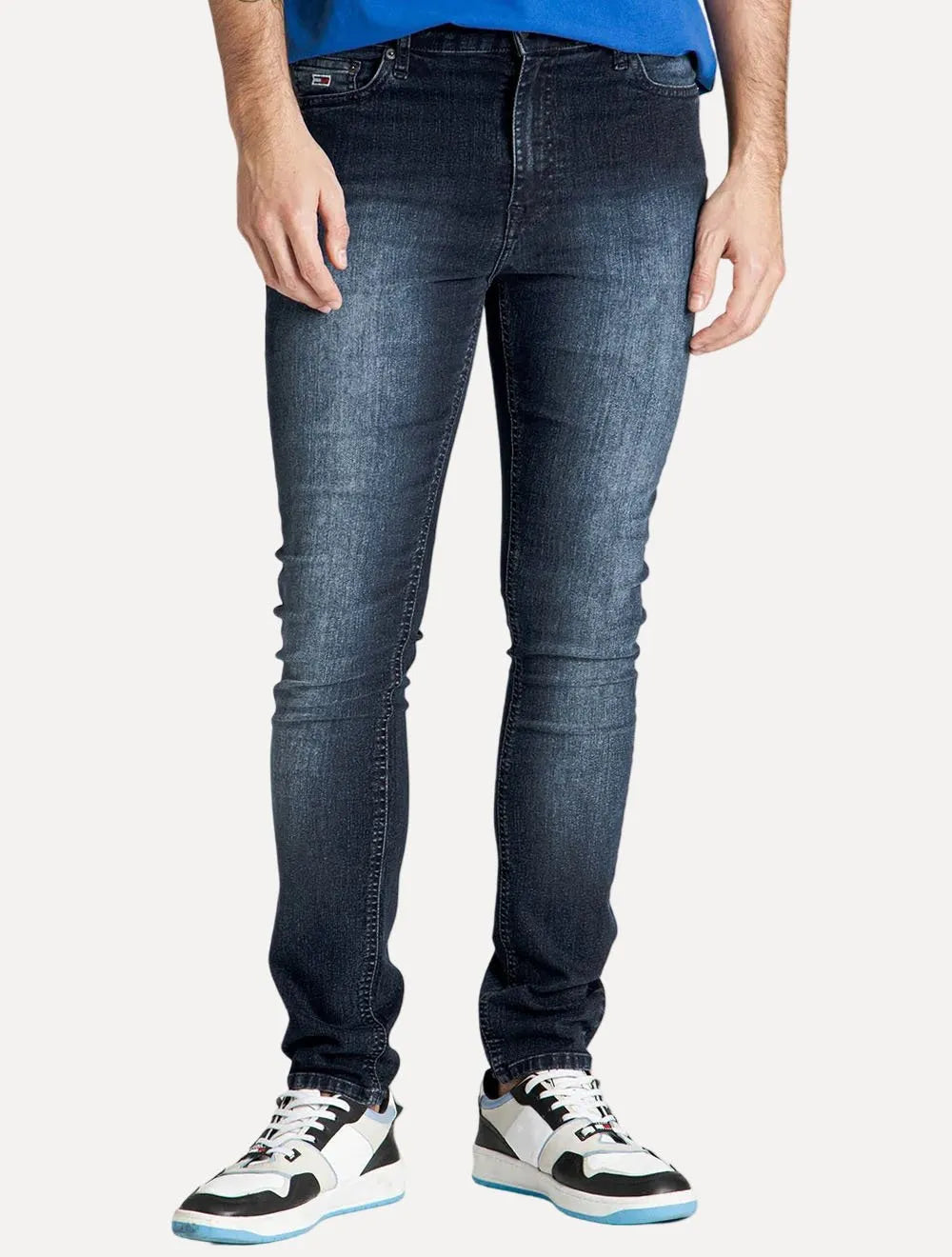 Calça Tommy Jeans Masculina Skinny Simon Flag Escura