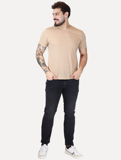 Camiseta Calvin Klein Jeans Masculina Botonê Caqui Médio