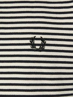 Camiseta Fred Perry Masculina Fine Stripe Heavy Weight Tee Preta/Caqui
