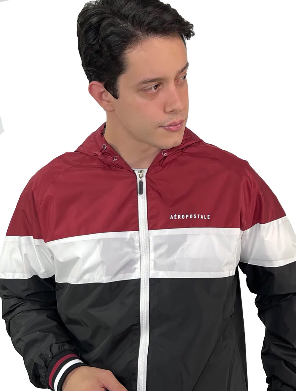 Jaqueta Aeropostale Masculina Corta-Vento Lettering Colors Vermelho/ Preto