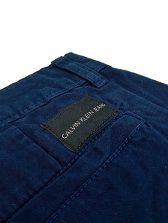 Bermuda Calvin Klein Jeans Masculina Sarja Chino Pockets Label Azul Escuro