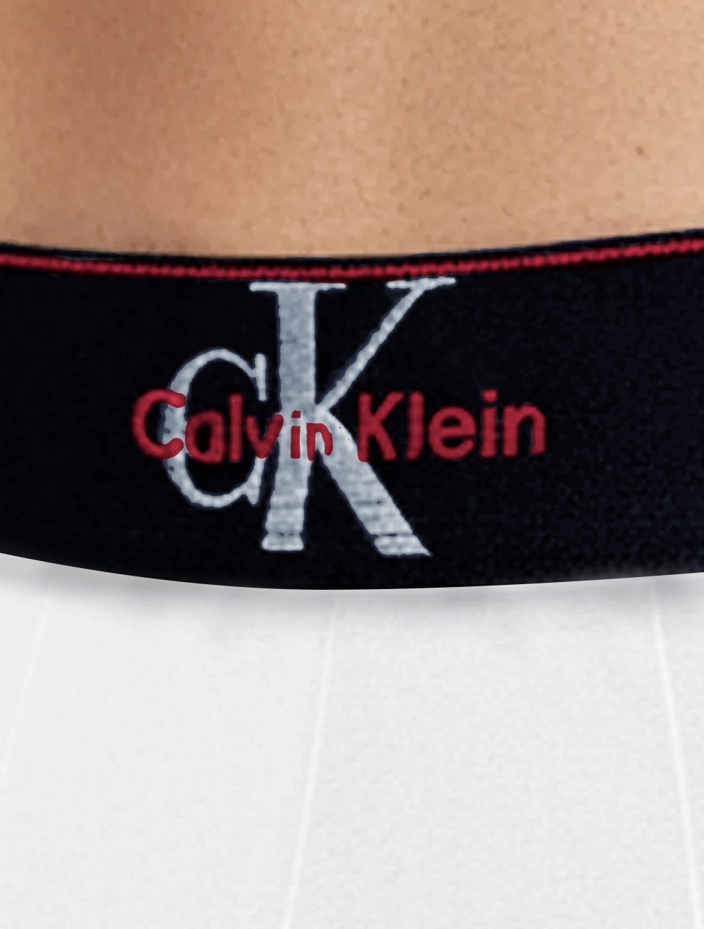 Cueca Calvin Klein Low Rise Trunk Cotton New Re Issue Red Logo Branca