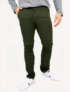 Calça Aramis Masculina Chino Sarja Classica Button Verde Escuro